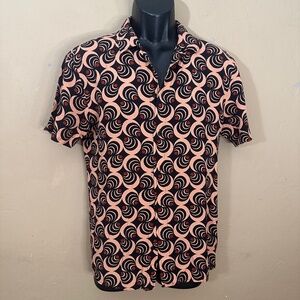 Scotch & Soda Black and Pink Patterned Casual Button Down Shirt